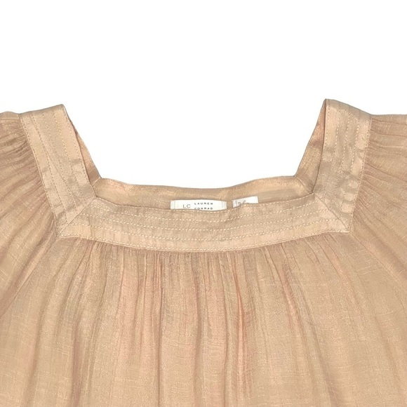 LC LAURA CONRAD Sheer Peach Square Neck Peasant Boho Top Women's Size M - Picture 7 of 16